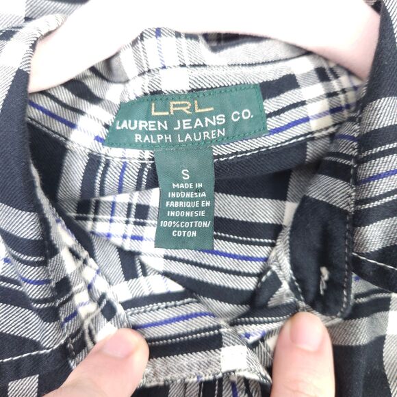 Ralph Lauren Jeans Co. Womens Small Plaid Roll Tab Sleeve Button Down Shirt - Picture 4 of 8
